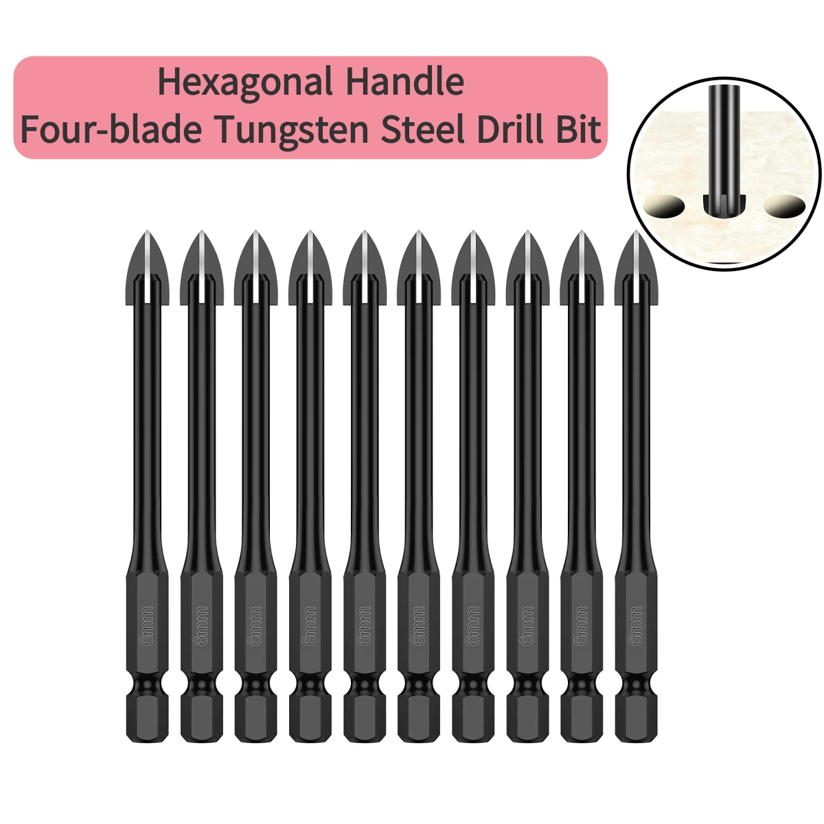 Power Tools Kobalt - Mata Bor Hexagonal 6mm Untuk Ubin