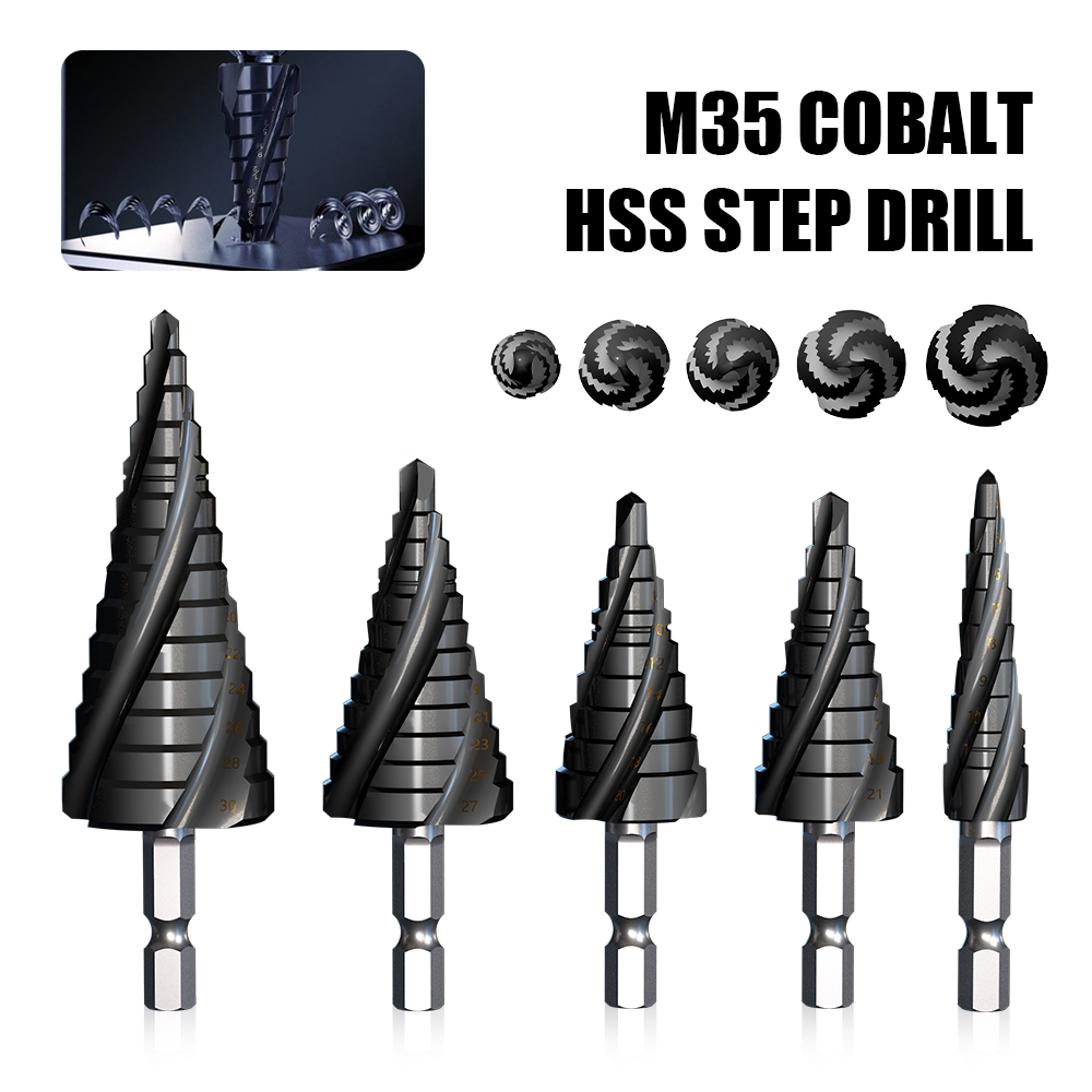 Power Tools Kobalt - M35 mata bor tangga 4-seruling kobalt,